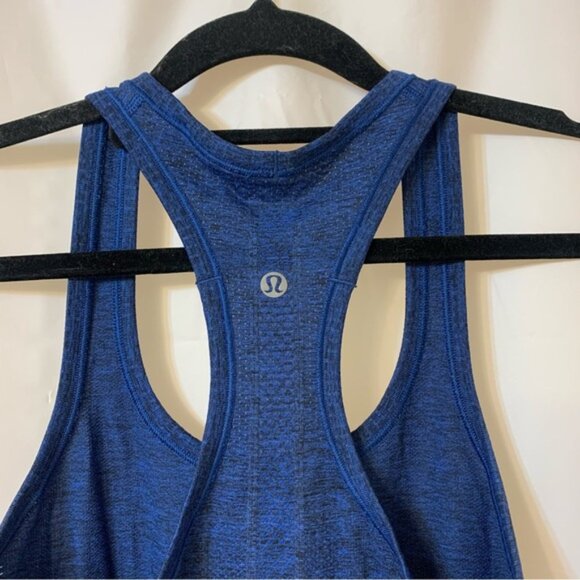 Lululemon Swiftly Tech Tank Heathered Blue Black Size 4 - Picture 5 of 5